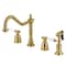 Kingston Brass Widespread Kitchen Faucet with Brass Sprayer, Brushed Brass KB1797BPLBS - alternate 1